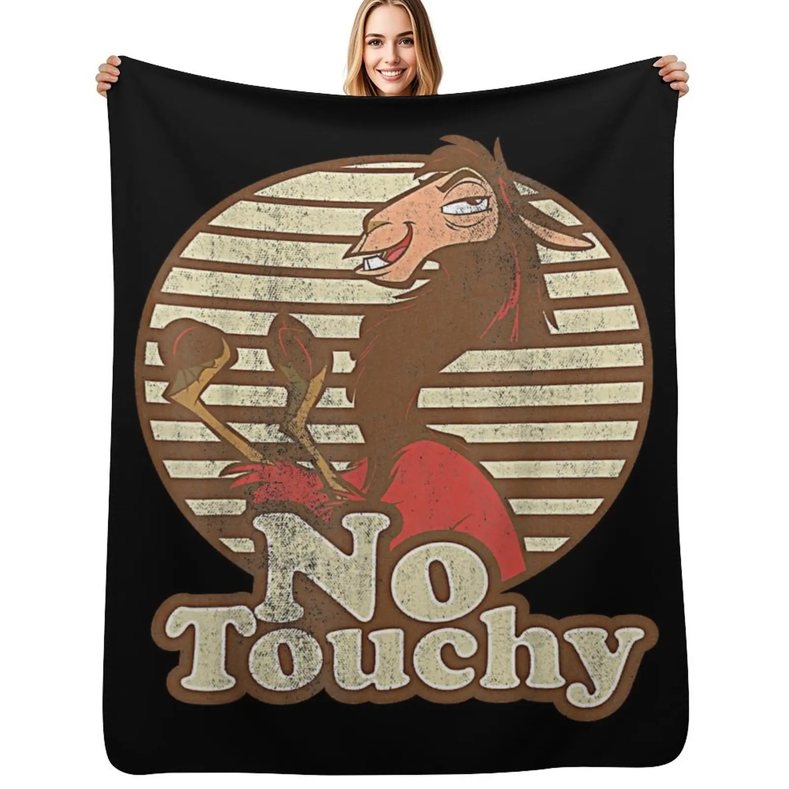 

Vintage Distreesed New Gr.Kuzco Llama No Touchy Throw Blanket Multi Use Warm Blanket for Living Room Bedroom