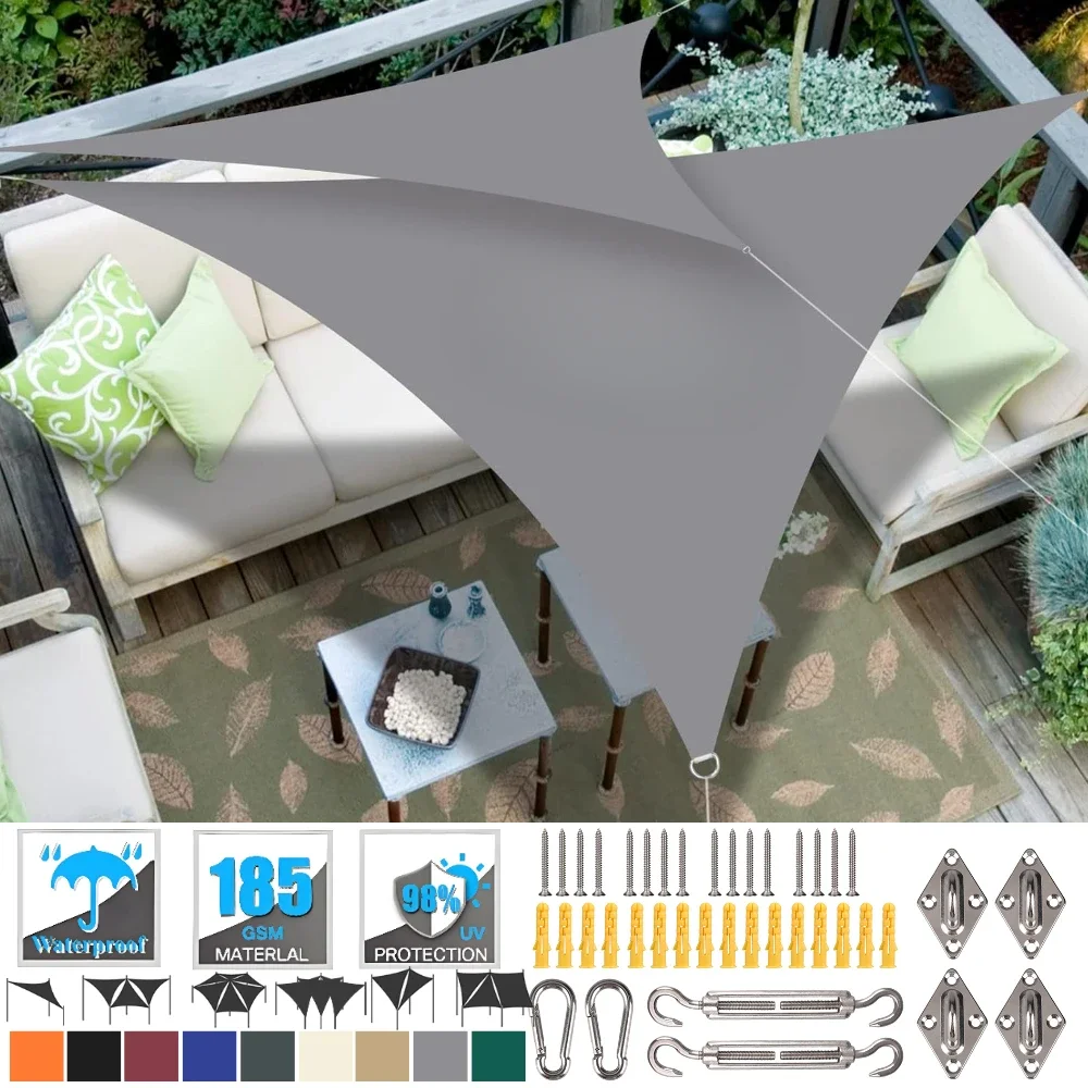 

Shade Sail Waterproof Garden Sail Canopy 98% Block Outdoor Patio Party Awning with Install Accessories and Ropes