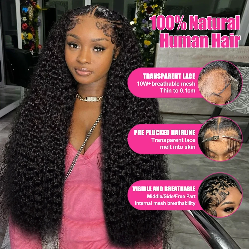 Perruque Lace Front Wig Remy naturelle bouclée, Deep Wave, 13x4, 13x6, 34 amaran, pre-plucked, en vente