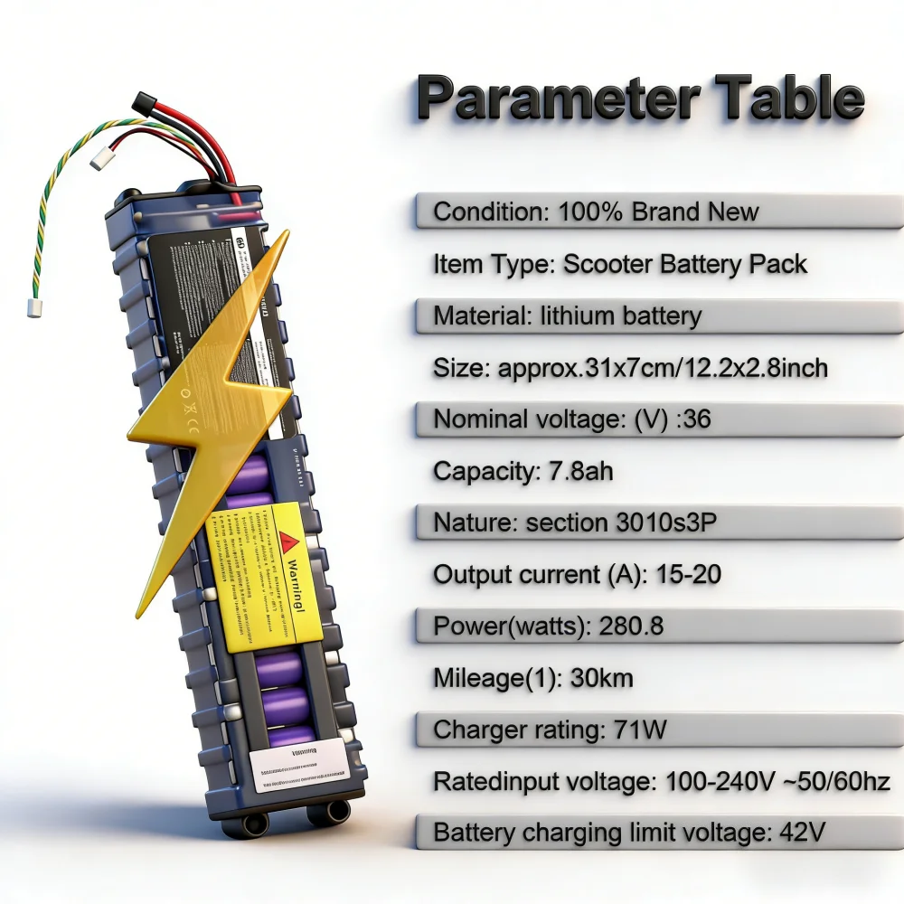 Batteria 7800mAh 36V per Xiaomi M365 M356 Pro, Pacco Batteria Speciale 36V 10s3p Li-ion, Impermeabile con Comunicazione Bluetooth