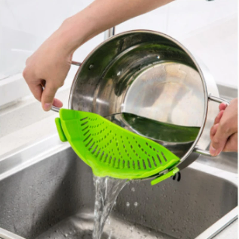 

Силиконовое сито для макарон, зажим для кастрюль и сковородок - дуршлаг для овощей и лапши - кухонные гаджеты для приготовления пищи