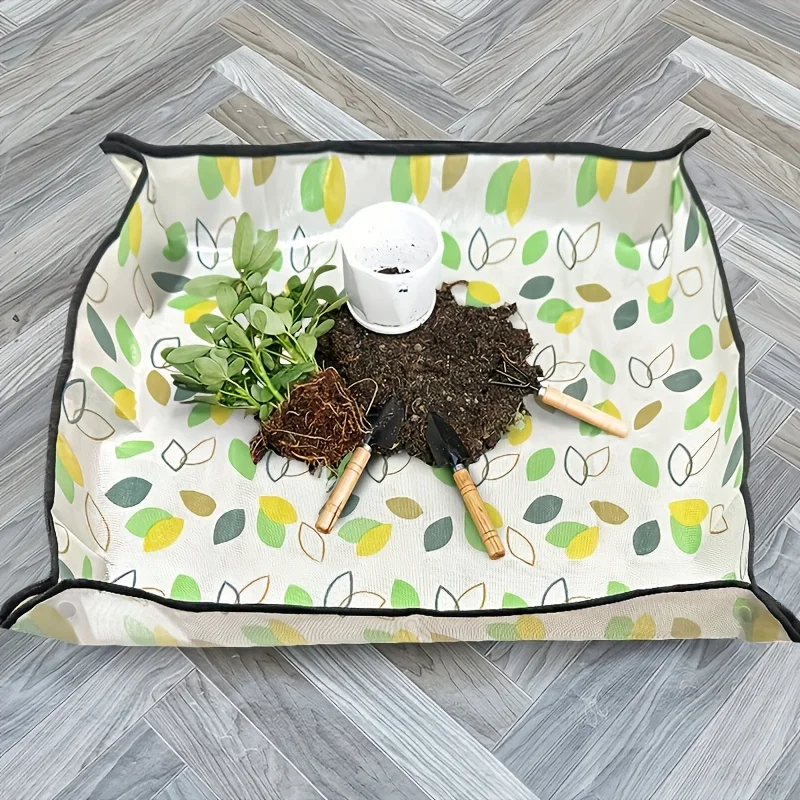 Tapis de plantation succulente d'intérieur pliable avec outil de mélange et d'empotage du sol – Tapis de jardinage imperméable et Portable