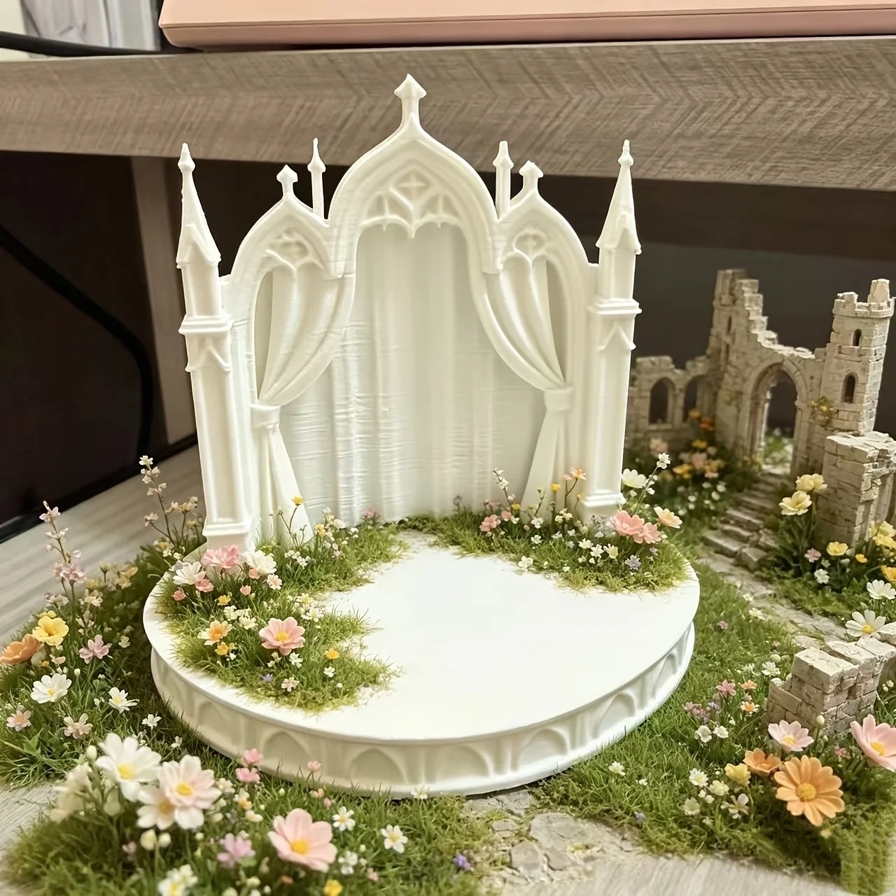 Gothic Castle Diorama Platform DIY Miniature Figures Ornament Doll Photography Fairy Garden Crafts Miniature Wedding Scene Decor view 4