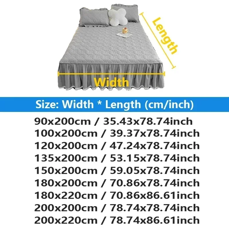 1PC Thickened Bed Skirt Solid Color Bed Cover Quilted Mattress Protector Покрывало Skin-friendly Bedspread (No Pillowcase)