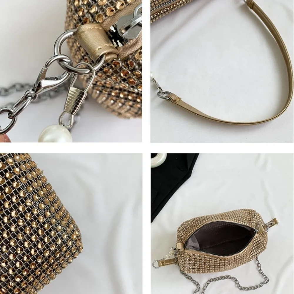 

Элегантная блестящая вечерняя сумка для банкета, сумка на цепочке, сумка через плечо, сумка-кроссбоди, сумка на плечо, сумка с жемчугом и стразами, свадебная сумка