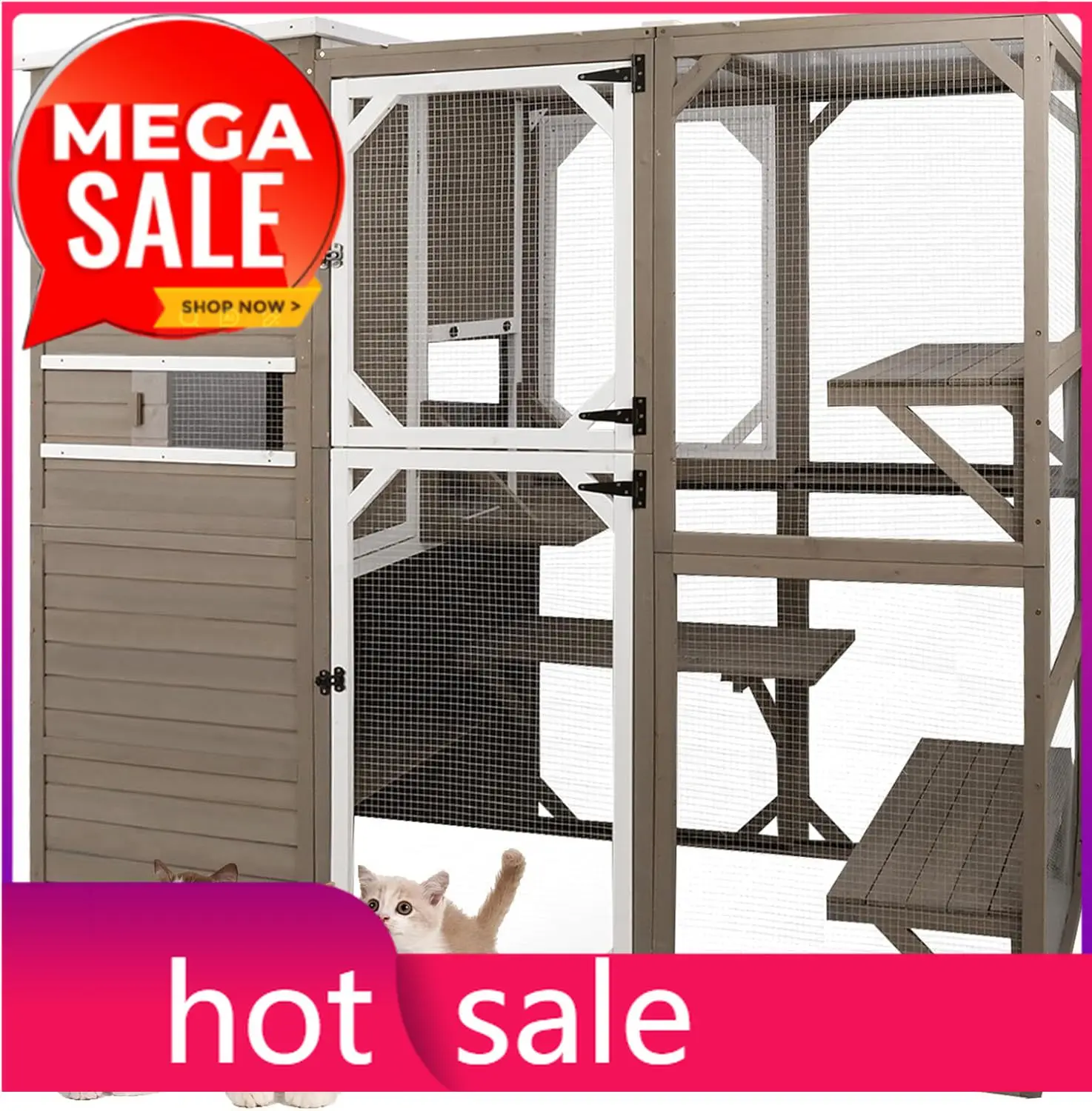 

Уличный вольер для кошек Catio, большой кошачий домик для улицы, всепогодный, крепится к окну, для нескольких кошек, защита от асфальта и УФ-излучения.