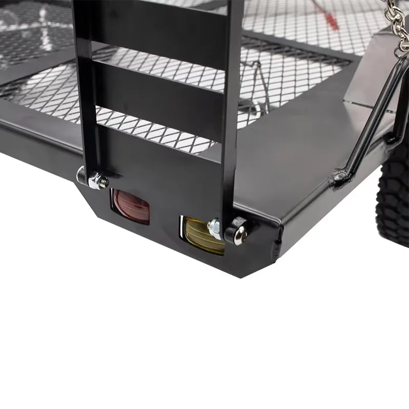 Modelo de simulação de reboque de carro carro plano de metal completo de dois eixos