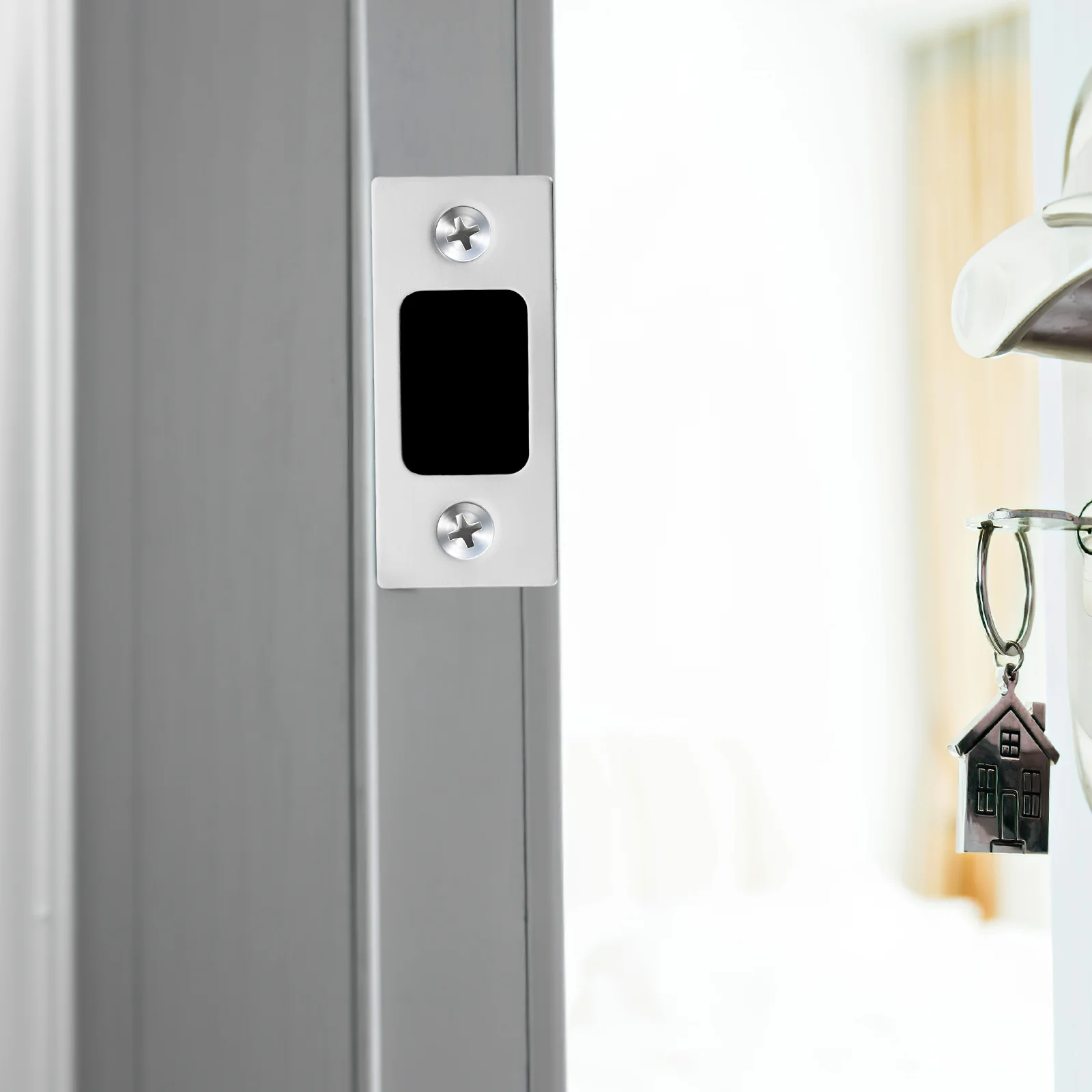 2 pçs deadbolt strike placa kit de reforço da porta capa enchimento instalação cabides dianteiros