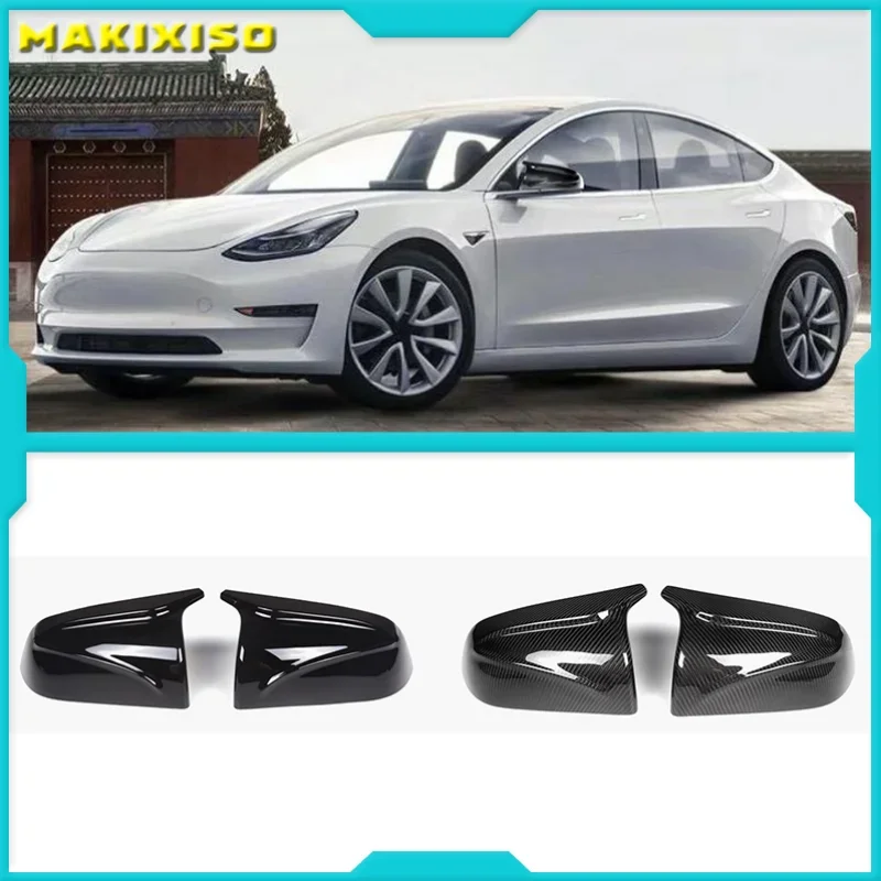 

Model3 Accessories Car Side Mirror Cover For Tesla Model 3 2021 Mirror Cover Carbon Fiber ABS Model Three Rearview New