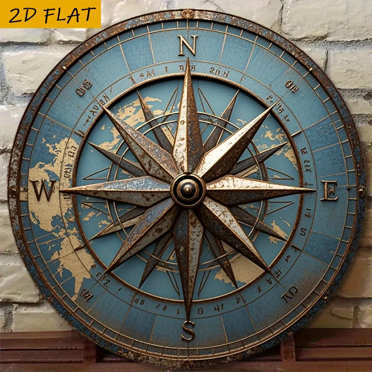 1pc Vintage Compass Wall Art - Vintage Nautical Round Aluminum Sign Suitable Christmas Gifts, Office & Maritime Themed Spaces