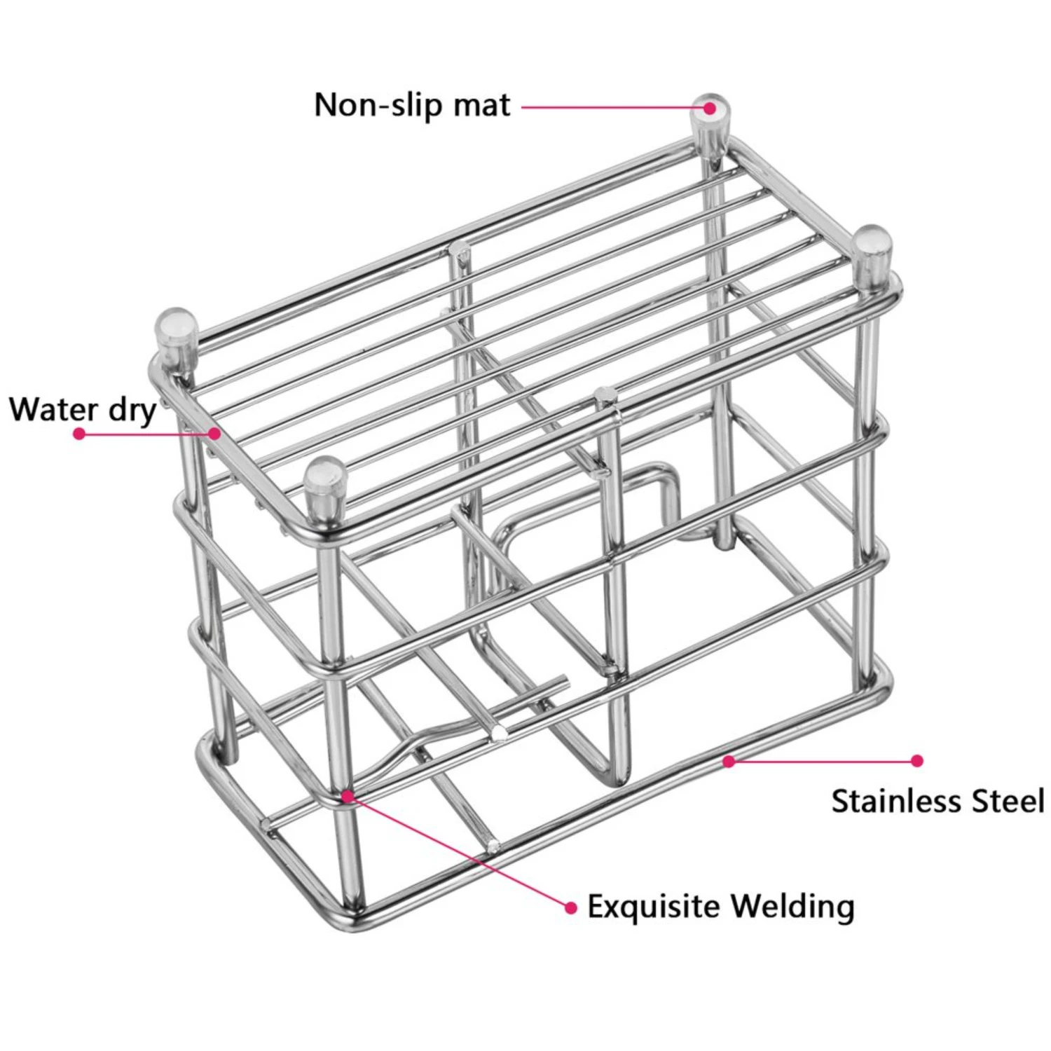 Держатель для зубных щеток, органайзер для хранения в ванной комнате из нержавеющей стали - многофункциональная стойка с 4 слотами для зубных щеток большой мощности