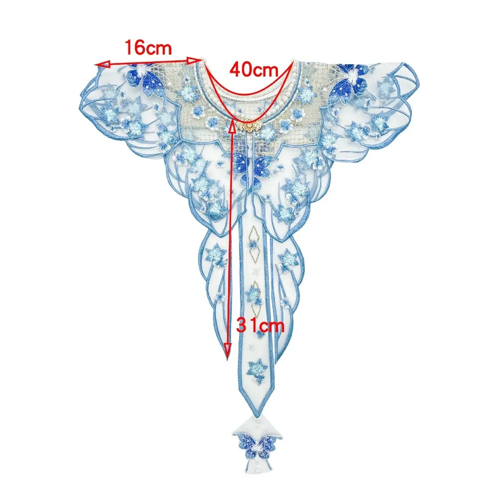 Шнуровка шаль синие шипованные вышитые искусственные воротники новый искусственный воротник в китайском стиле Hanfu декоративный ошейник Воротник Insignia
