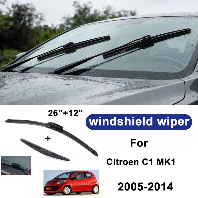 

For Citroen C1 MK1 2005-2014 car windshield front/rear wipers, silent wiper blades,car blade brush accessories