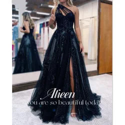 Aileen One Shoulder Navy Blue Manual Embroidery A-line Holiday Dress 2024 Long Dresses Evening Gown Ball Gowns Party Customized