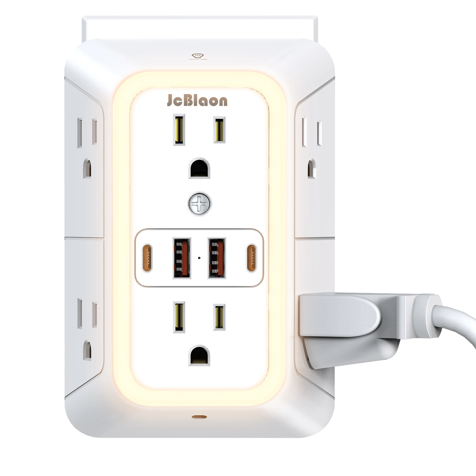 With Night Light US Plug AC Outlets Multitap Socket Electrical Power Strip with USB Type-C Ports Charging Network Filter Adapter