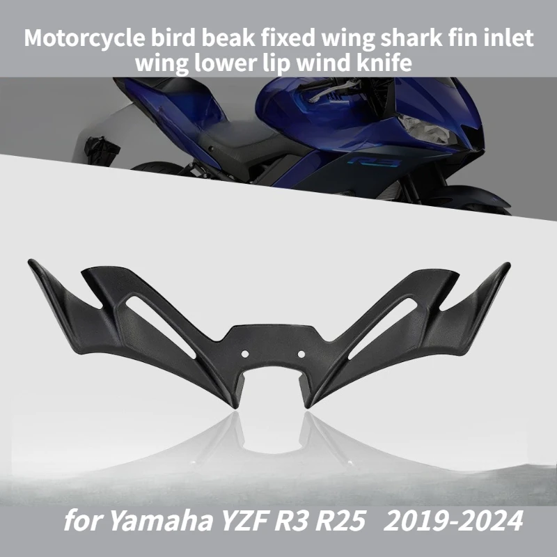 

Motorcycle bird beak fixed wing shark fin inlet wing lower lip wind knife for Yamaha YZF R3 R25 2019-2024