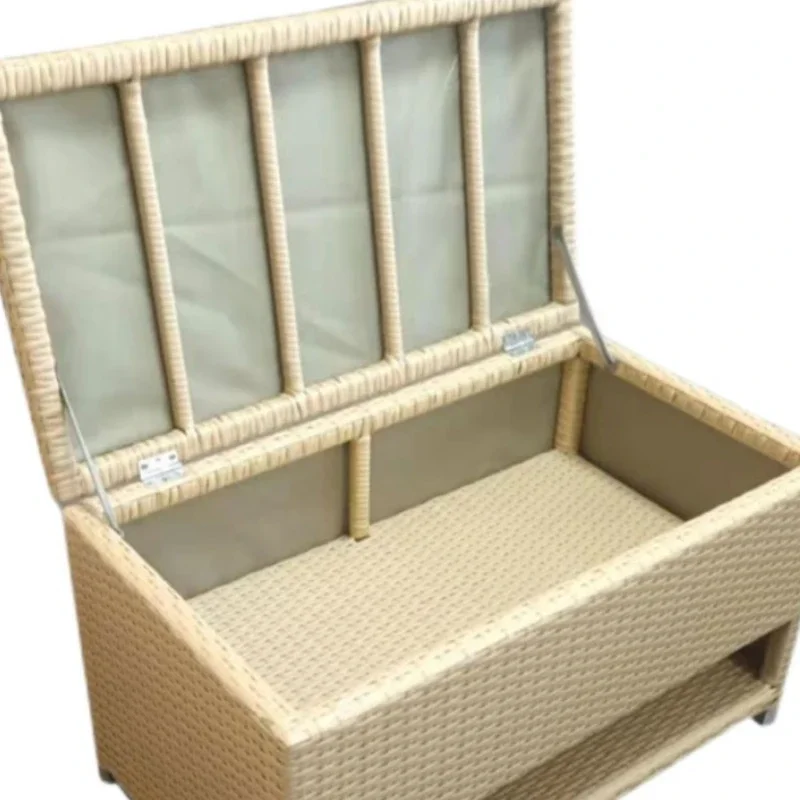 Waterproof, sun proof, shoe changing stool, rattan woven outdoor integrated storage cabinet, household garden