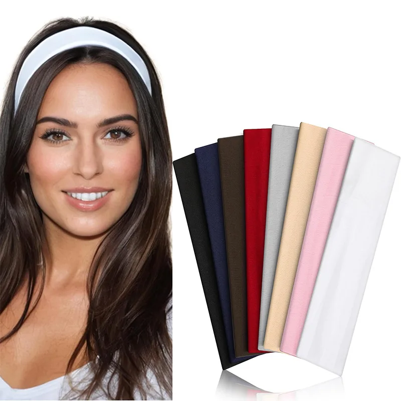 1 Piece Women Fashion Solid Color High Elasticity Sports Headband Yoga Headwear Fitness Running Sweat Absorbing Headband