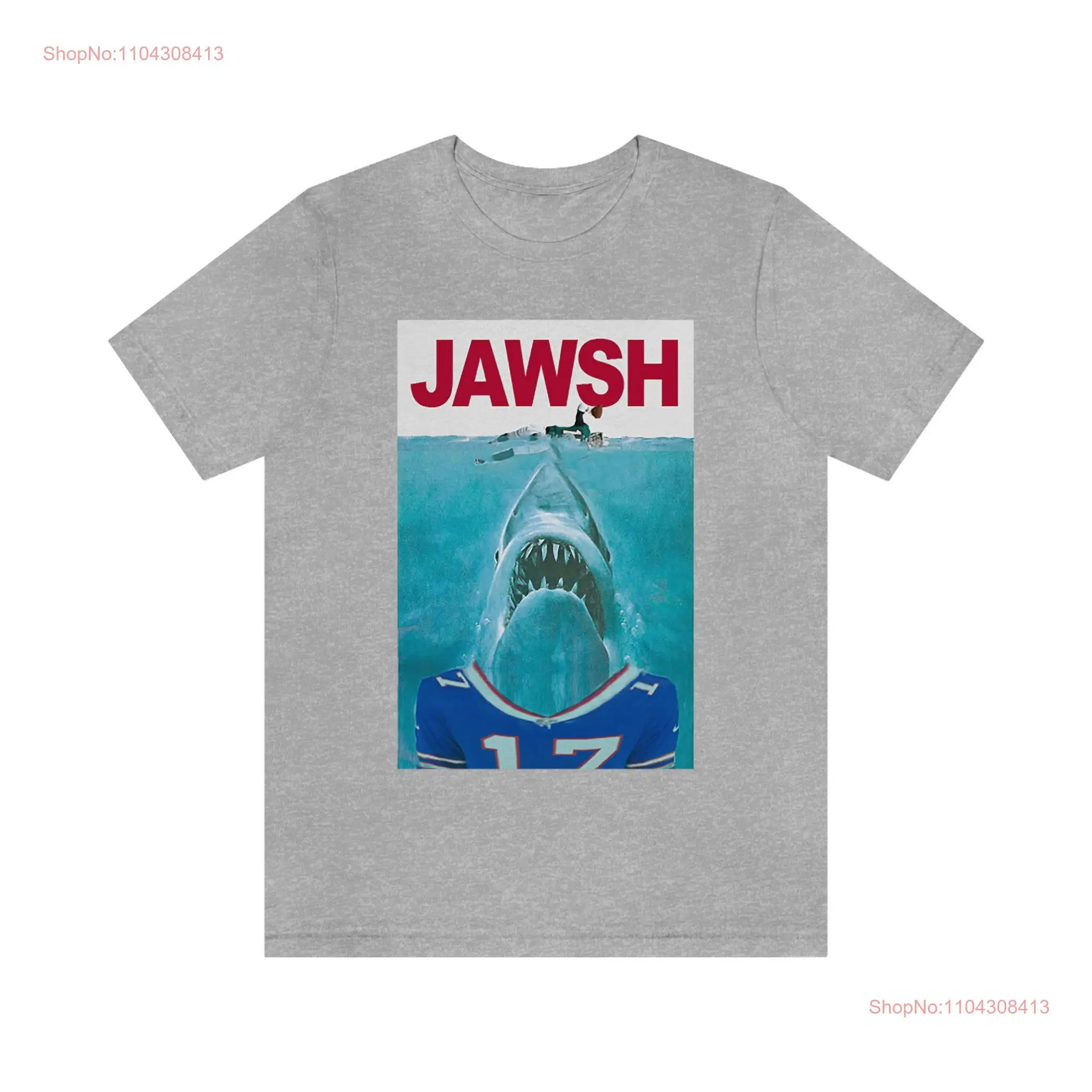 تي شيرت Jawsh Josh Allen Jaws Parody بأكمام طويلة أو قصيرة