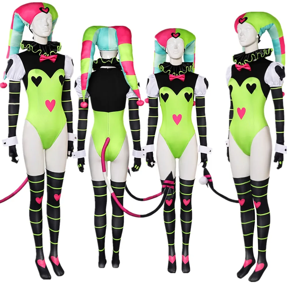 Halloween Fizzarolli Cosplay Jumpsuit Gloves Tail Anime Cartoon Helluva Female Costume For Women Outfits Carnival Party Suit