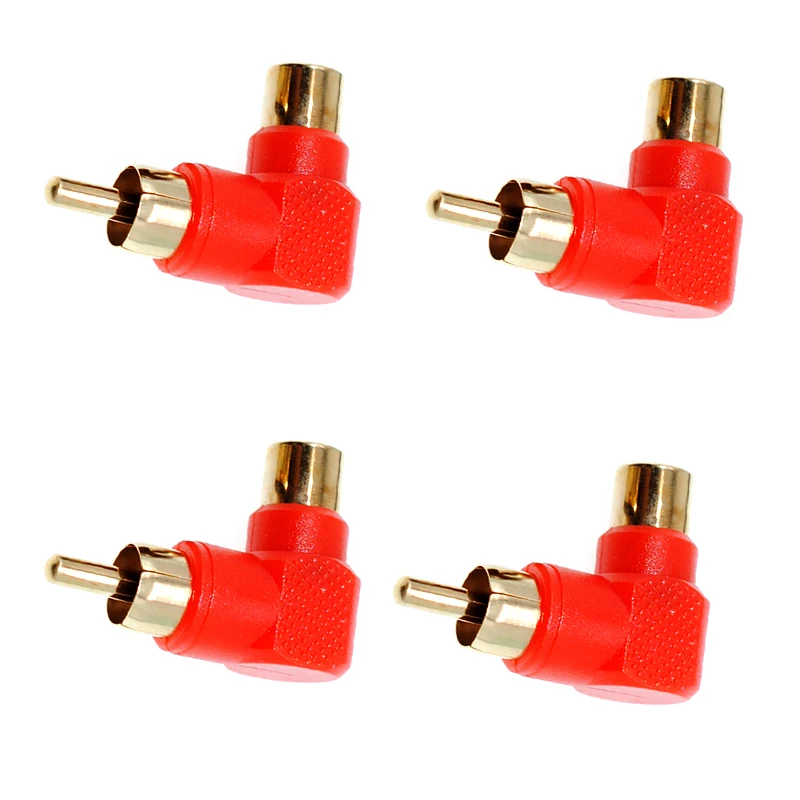 4pcs RCA right angle connector plug adapters male to female 90 degree elbow