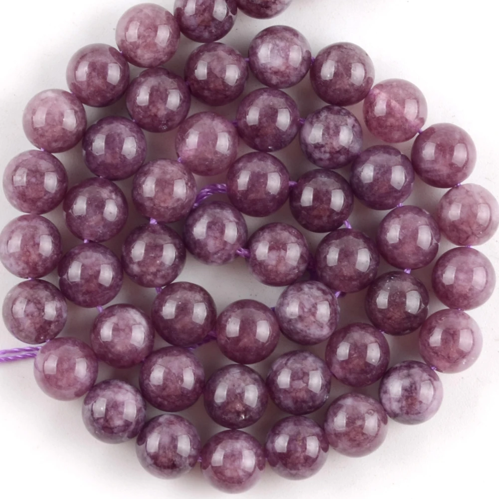 Natural Stone Beads Lepidolite For Jewelry Making Round Loose Beads Diy Accessories Bracelet 4-12mm 15inch
