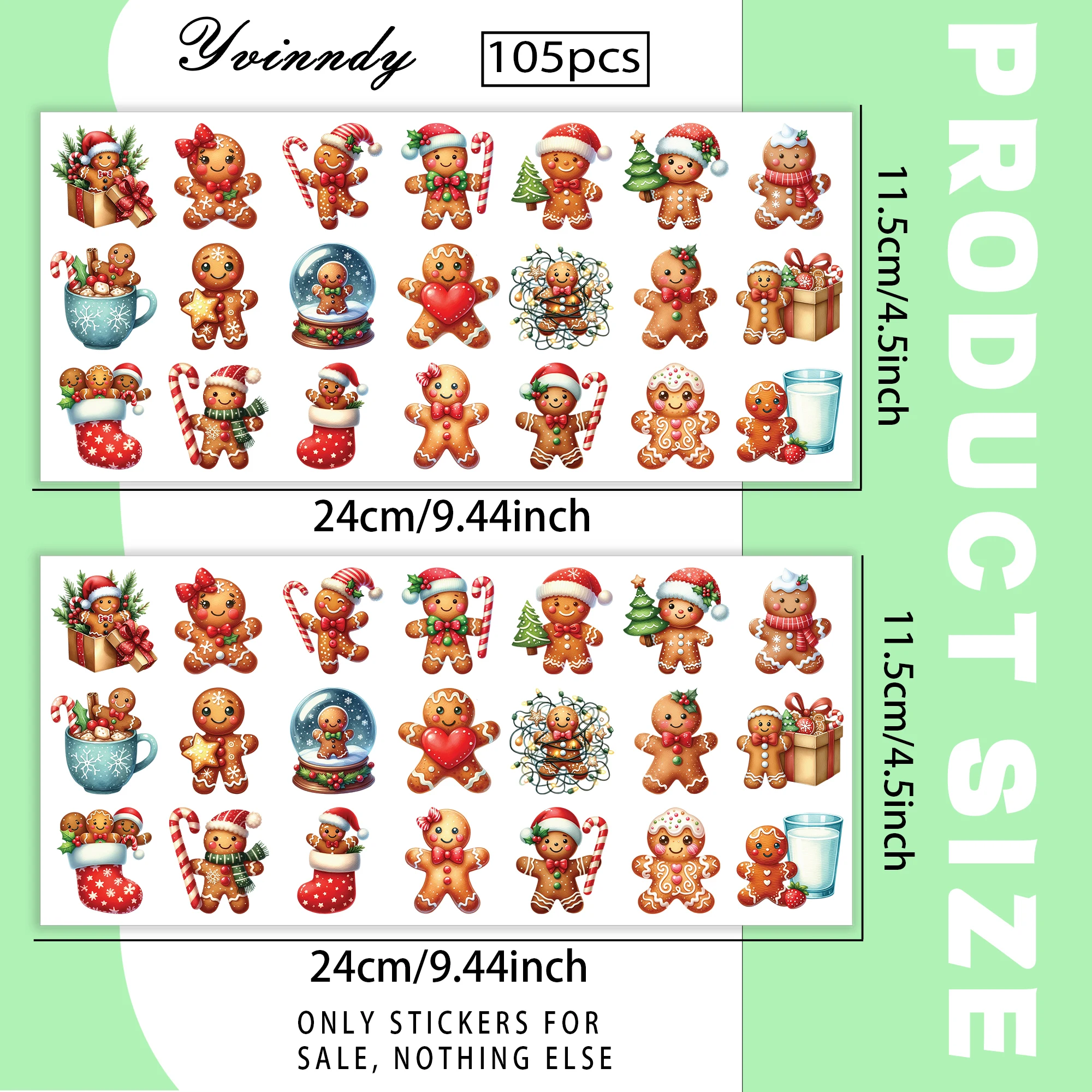 105Pcs/Set Christmas gingerbread man Keychain Transfer Paper UV DTF Transfer Paper Durable High-viscosity Transfer Paper