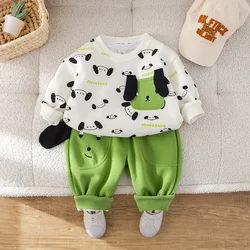 MILANCEL 2024 Autumn Children's Clothes Set Boys Tracksuit Pullover and Pants 2Pcs Girls Cute Cartoon Dog Hoodies Suit