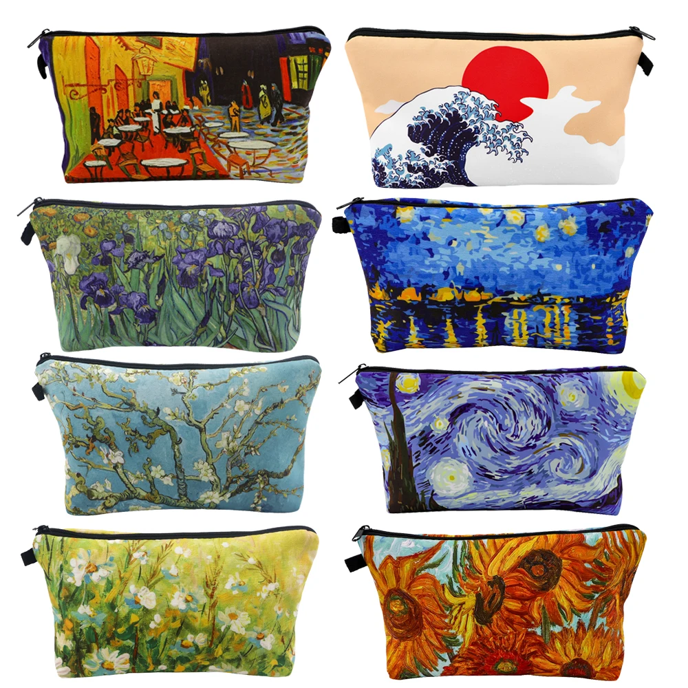 Van Gogh Sunflowers Portable Women Makeup Bag Cosmetic Bag Coin Pouch Storage Bag Mini Lipstick Bag Small Bag Organizer Case