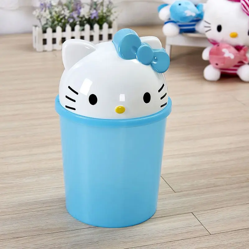 Sanrio Hello Kitty Trash Can Cute Household Flip-Top Desktop Living Room Storage Bucket Removable Cartoon Storage Bucket Gift view 5
