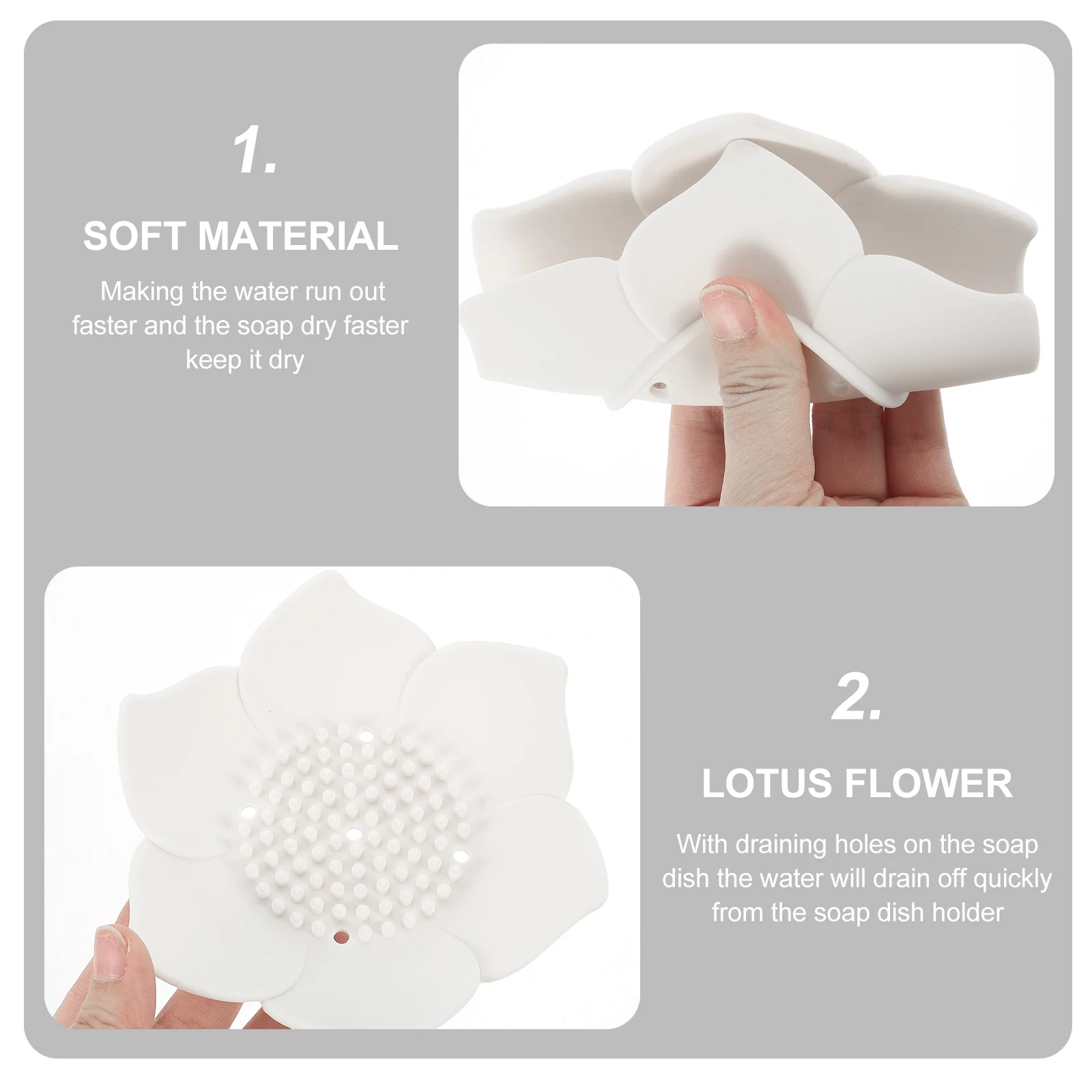 

2 Pcs Self Silicone Soap Dish Case Holder Flower Bar for Shower Silica Gel Travel