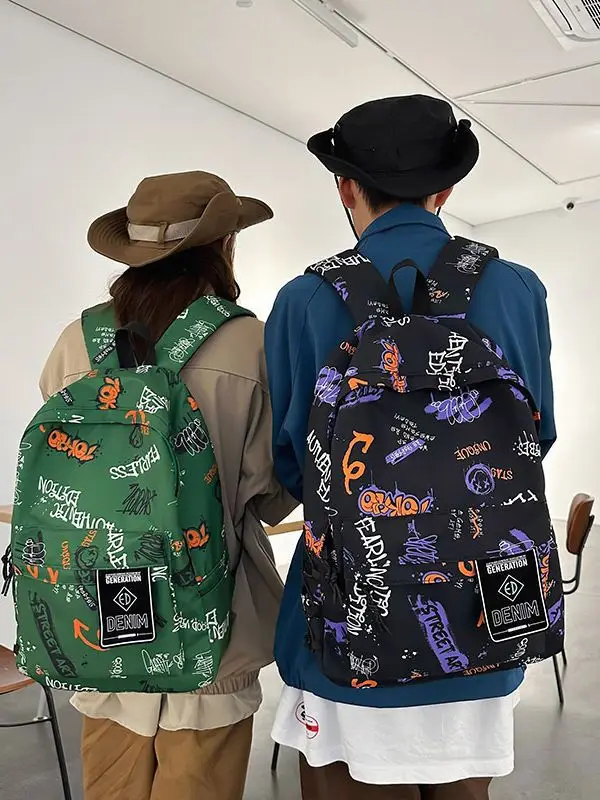 Neue koreanische Version Schult asche für Schüler der Mittel-und Oberstufe, trend iger cooler Harajuku-Rucksack, Graffiti-Rucksack im Ins-Stil