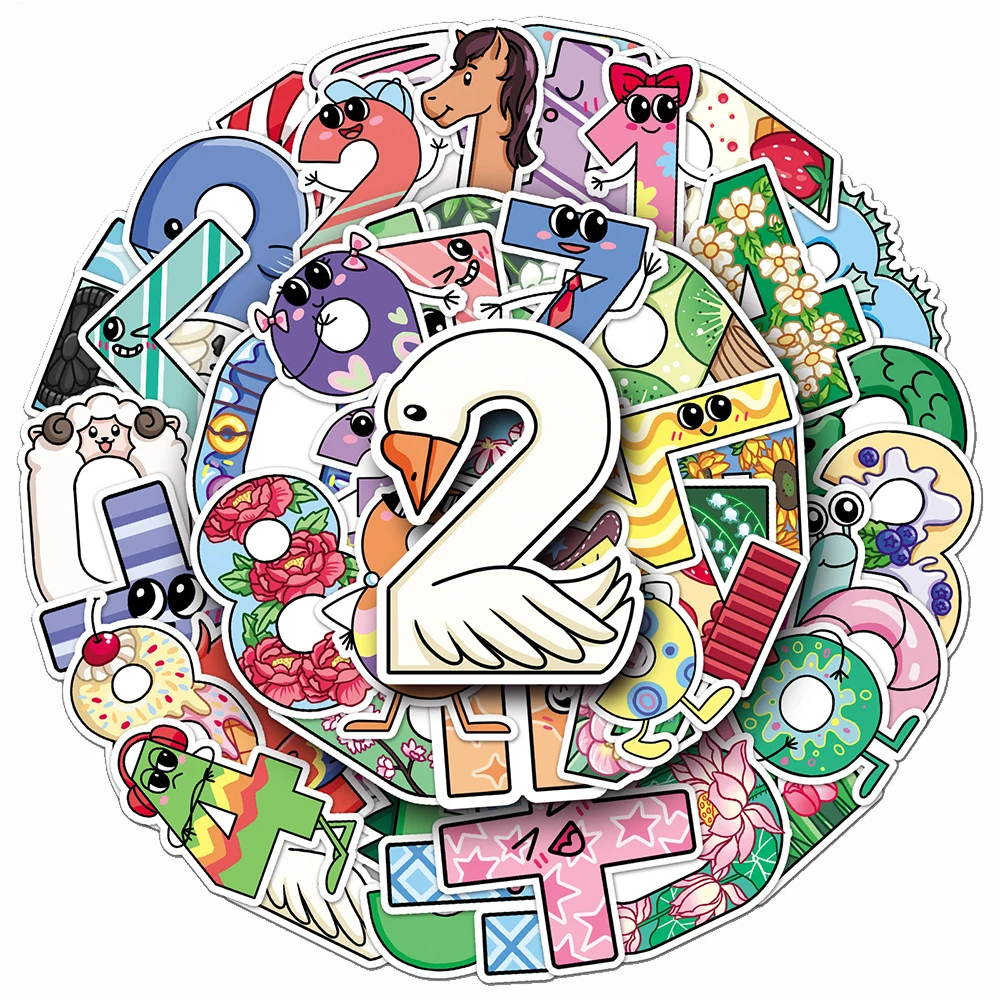 10/30/50pcs Cute Creative Number Symbol Stickers Funny Cartoon Waterproof Decals Stationery Phone Notebook Graffiti Sticker Pack
