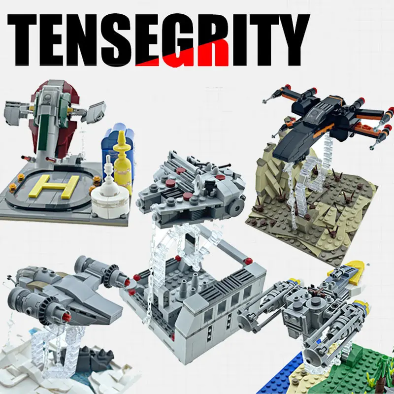 New MOC Tensional Integrity Sculpture Building Blocks Bricks Model Diy Decoration Puzzle Toy Birthday Gifts For Kids