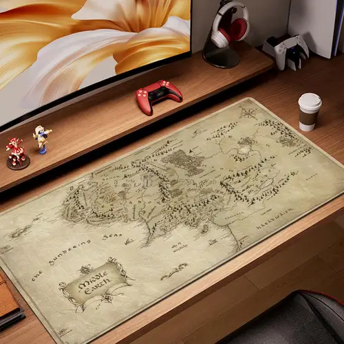 Alfombrilla de ratón de tierra media l-lords of Rings, alfombrilla de escritorio para ordenador, alfombrilla para teclado de jugador, borde cosido, alfombrilla para ratón de mesa para Pc y armario