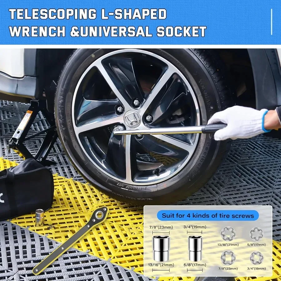 Kit de soporte y gato portátil para coche con conector de tijera de 2,5 toneladas con neumático de repuesto para fácil cambio de neumáticos en situaciones de emergencia anuncio Universal