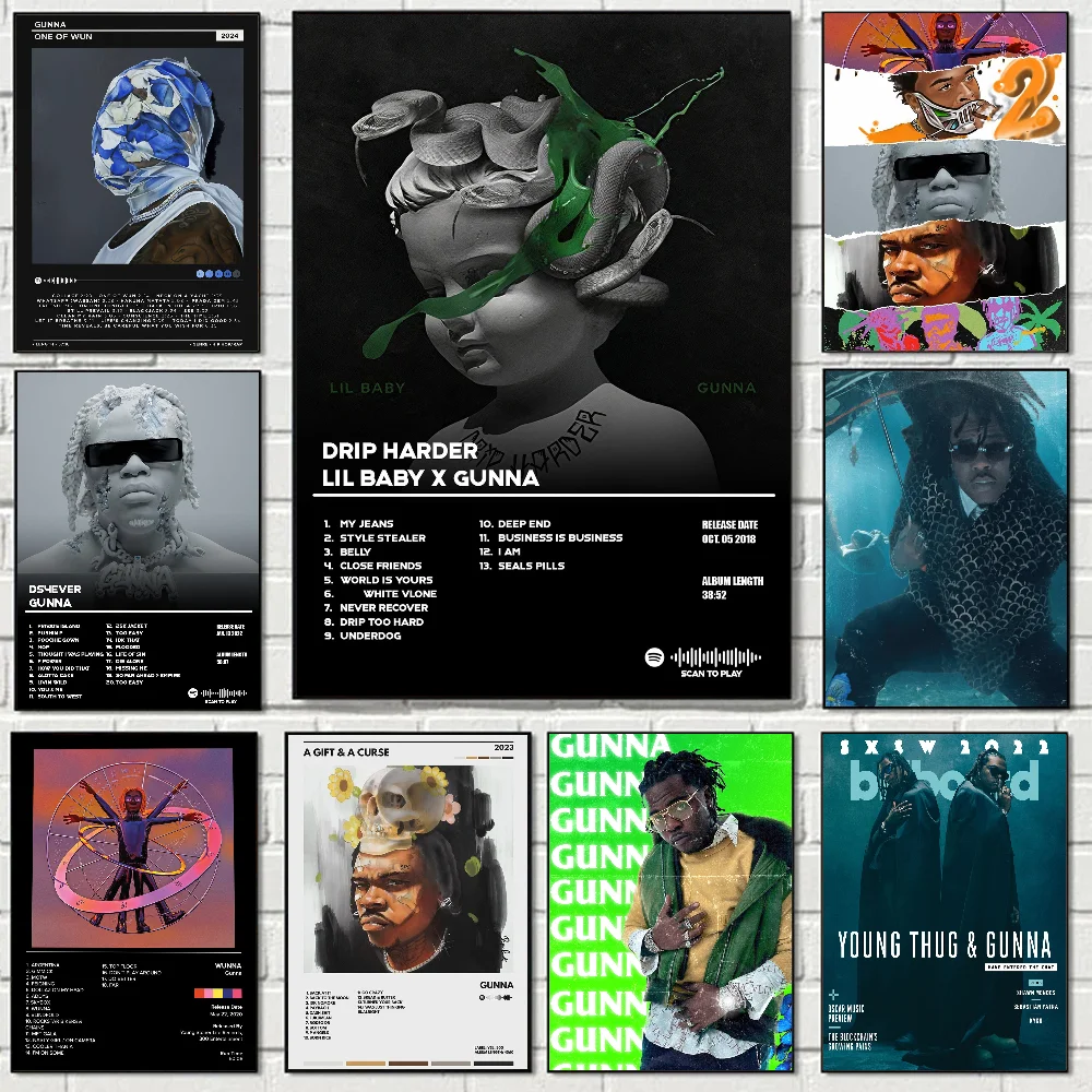 Hip-Hop Rapper Gunna Latest Pop Album Music Poster Self-adhesive Art Waterproof Paper Sticker Coffee House Bar Room Wall Decor