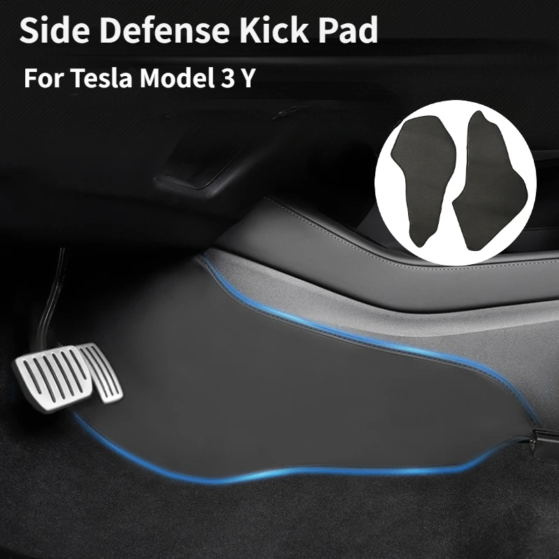 

Side Defense Kick Pad for Tesla Model 3 Y Central Control Anti Kick Pads Rear Door Protective Cover Leather Mat Car Accessories