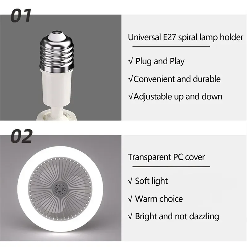 1Pc E27 Plafondventilator Licht Met Afstandsbediening 30W Led Verstelbare Helderheid 3 Kleur Licht Dimmen Plafondlamp Home Verlichting Ventilator