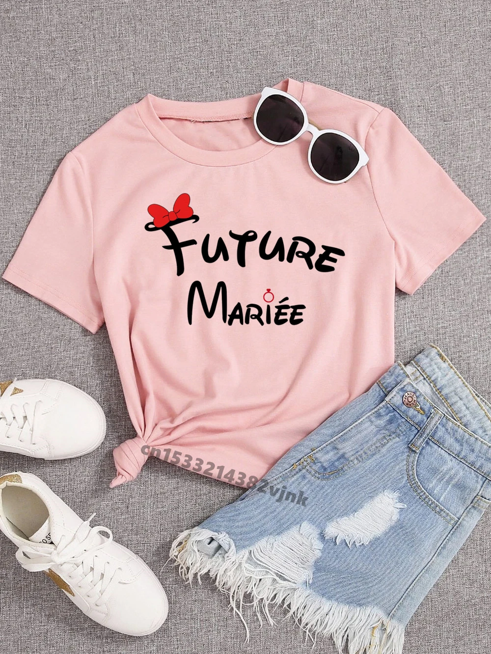 Future Mariee Love Bachelorette Wedding Party Women Evjf Tee Shirt Casual ladies basic O-collar White Short Sleeved T-shirt Girl