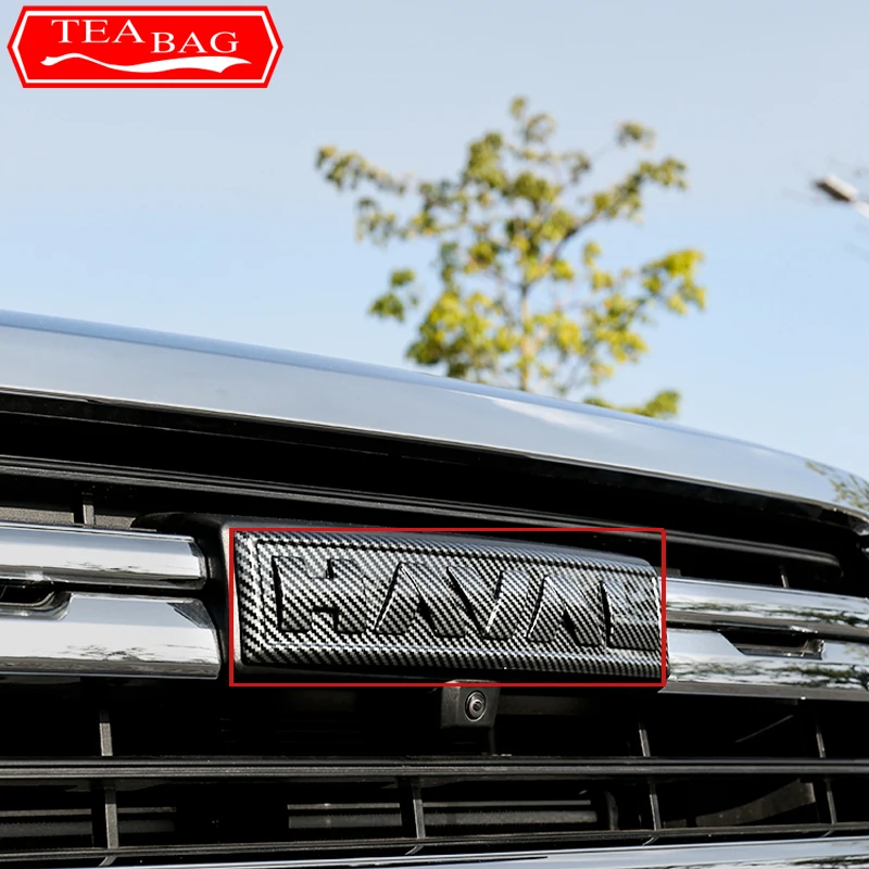 For GWM Haval H5 II 2nd Gen 2023 2024 Car Styling Carbon Fiber Black Front Grille Logo Rear Label Sticker Cover Auto Accessories