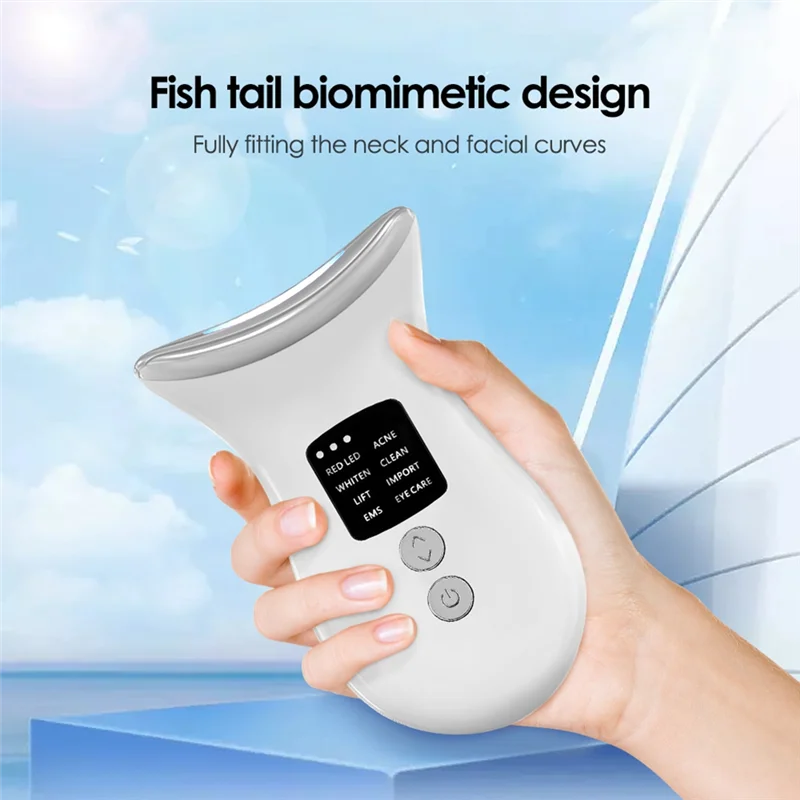 ABGP-Neck Beauty Instrument Plastic Electric Microcurrent Wrinkle Remover 7 Colors LED Photon Face Beauty Device