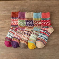 Witner Optics-Chaussettes de Noël chaudes pour femmes, chaussettes colorées vintage, cadeau, taille libre, YM7020, nouveau, lot de 5 paires