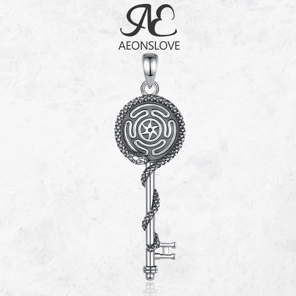 AEONSLOVE 925 Sterling Silver Hecate Necklace for Women Men Hecate Wheel Snake Key Pendant Witch Amulets Spiritual Jewelry Gift