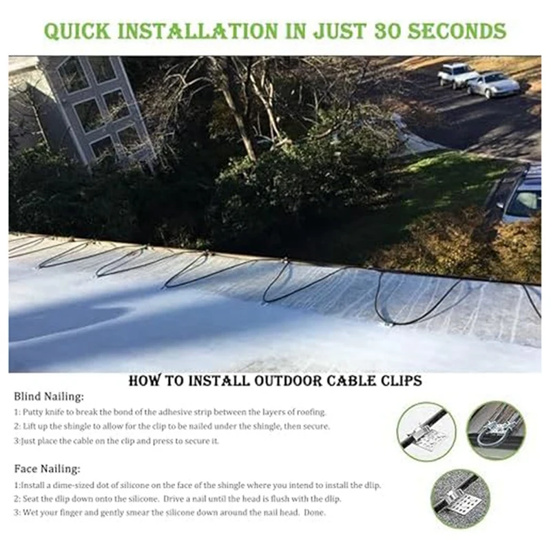 

Крепления для кабелей для размораживания кровли, 50 шт., металлические зажимы, алюминиевые клипсы для тепловых кабелей, прочные крепления для размораживающих кабелей