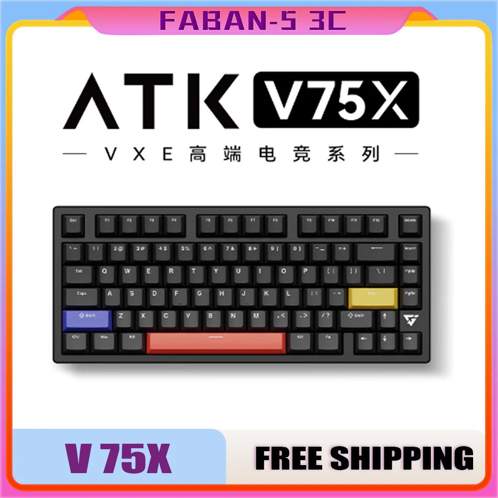 ATK VXE V75XTri-mode Mechanical Keyboard Gaming  Hot Swap 75% Layout Game Gas ARGB 80 Keys CNC Aluminum Top Shell Customized