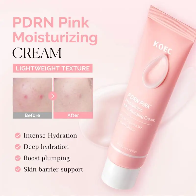 

Pink PDRN Peptide Hyaluronic Acid Cream, Anti-Aging Firming & Lifting Face Moisturizer, Deep Hydration Wrinkle Repair Cream 50ml