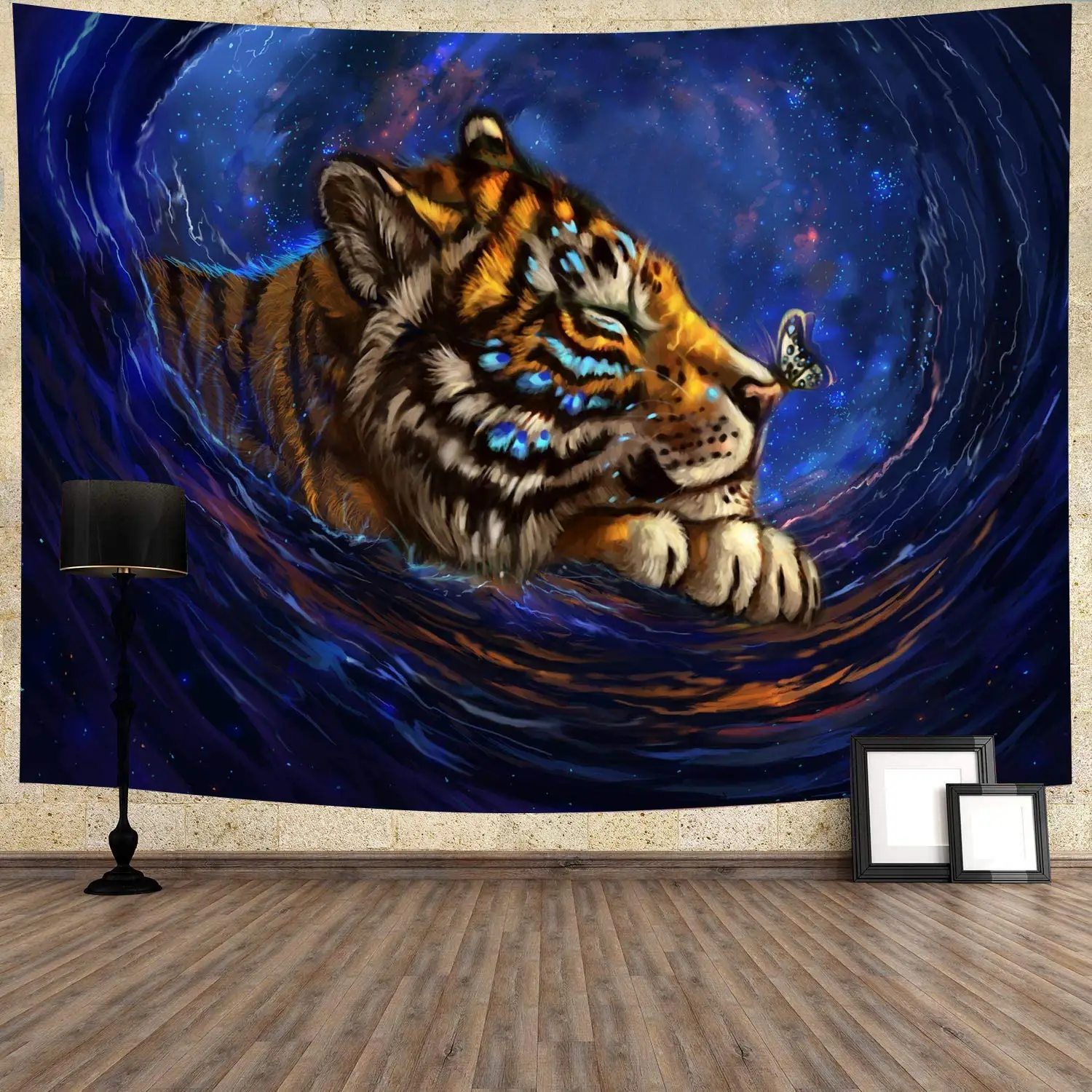 King of The Forest Tiger Tapestry Forest Animal Wall Hanging Tropical Rainforest Landscape for Living Room Bedroom Decorations