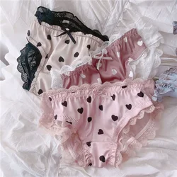 Women Panties Transparent Hollow Out Underwear Summer Sweet Lace Bow Heart Briefs Girls Breathable Lingerie Dot Underwear 2024