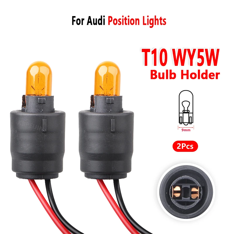 Car T10 Bulb Holder for Audi A3 A4 A6 TT Position Lights Socket Wiring Harness Connector Accessories 2 Pcs